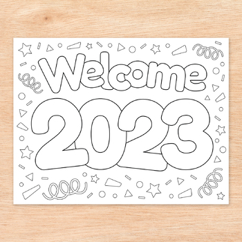 Happy new year coloring sheets new years resolution writing template page
