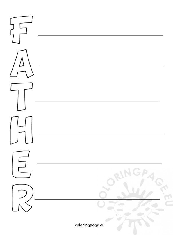 Fathers day acrostic poem printable coloring page
