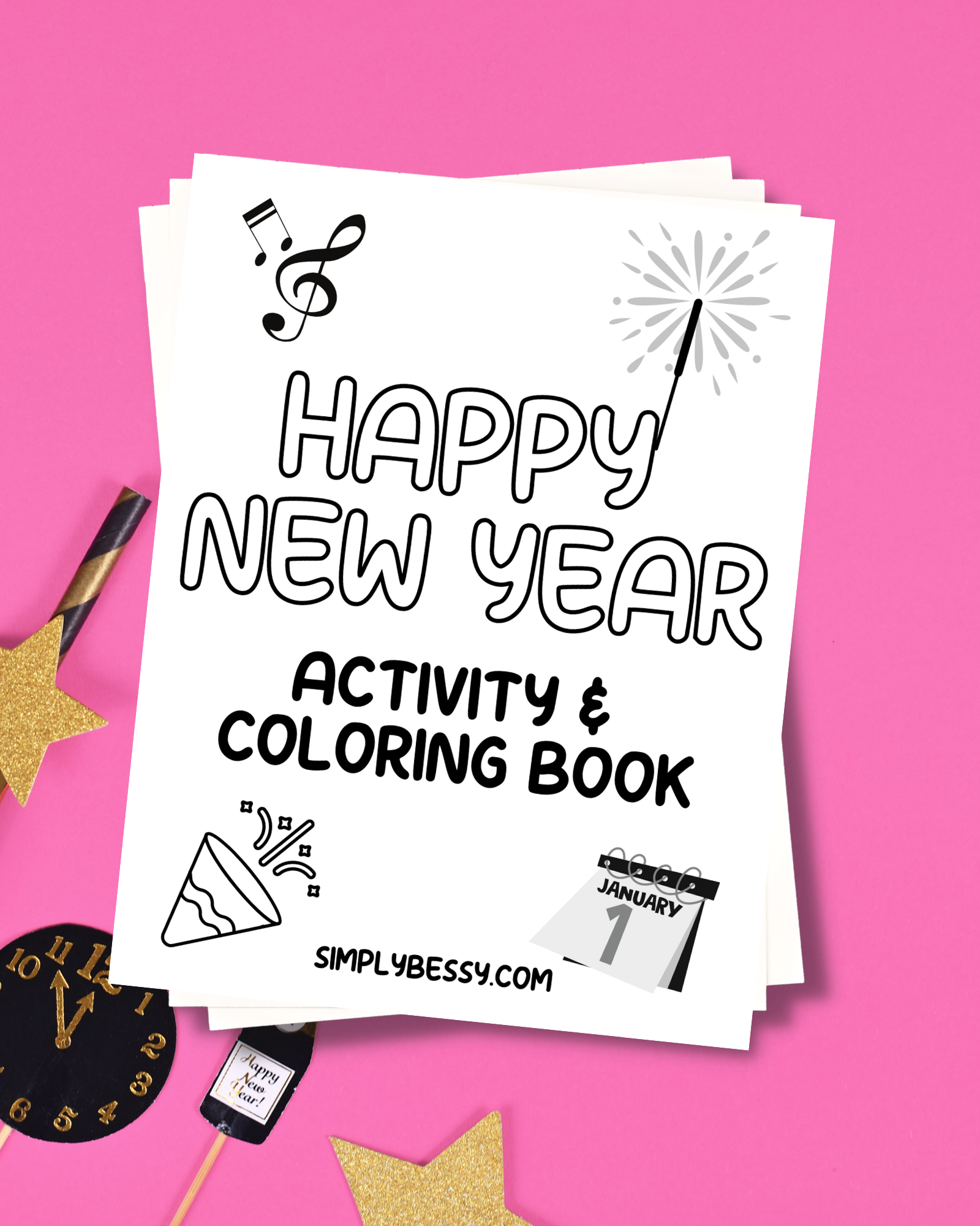 New year activity and coloring book