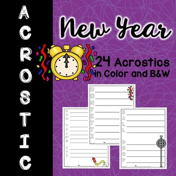 New years acrostic poem tpt