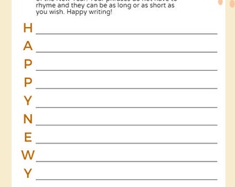 New year worksheet acrostic poem