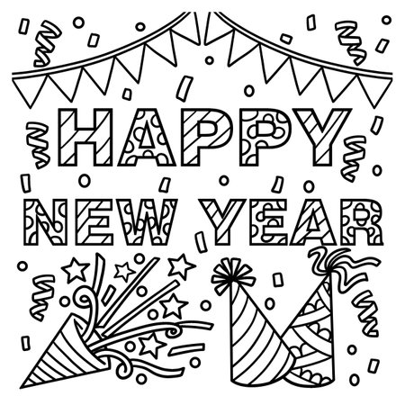 New year coloring pages stock illustrations cliparts and royalty free new year coloring pages vectors