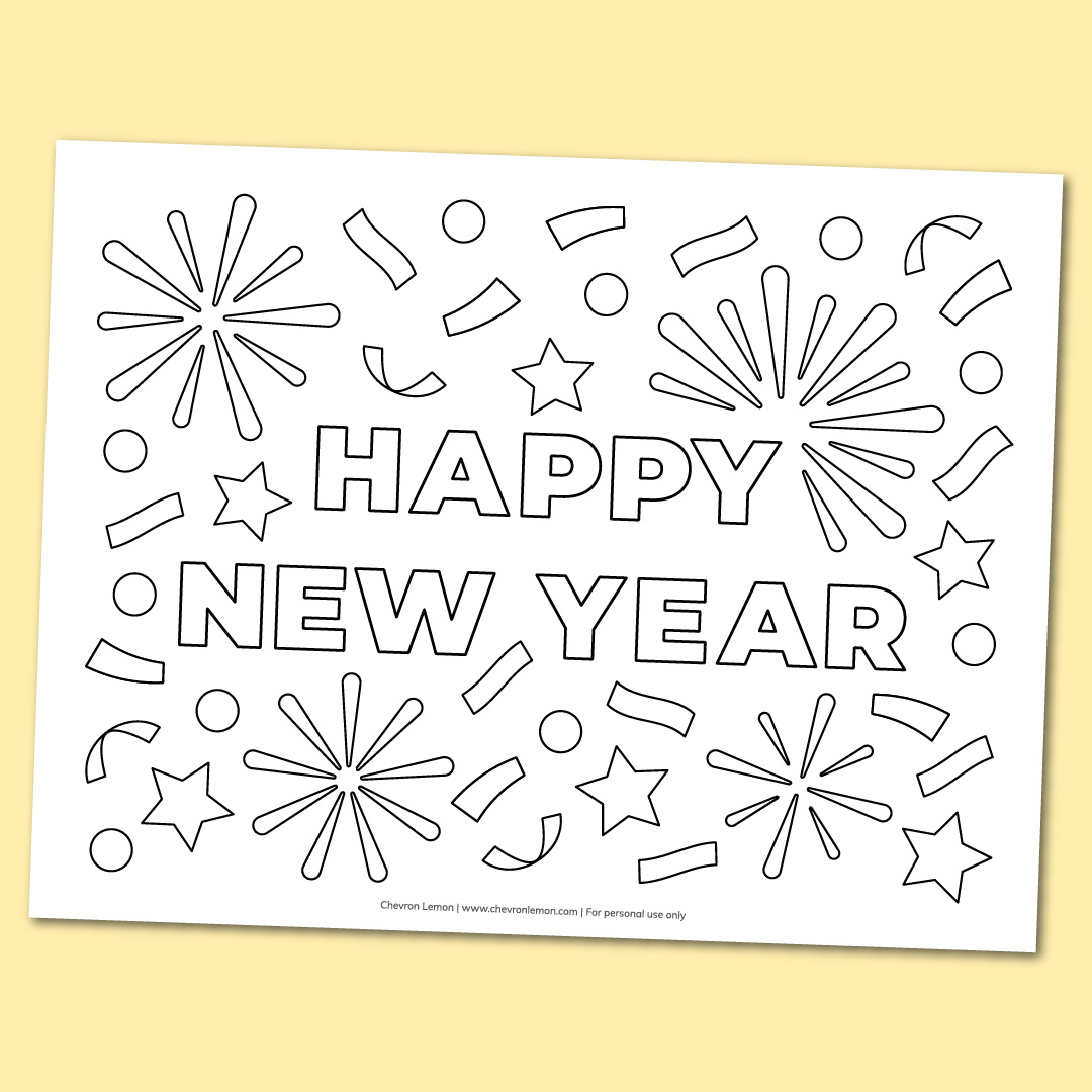 Happy new year coloring page fun family crafts