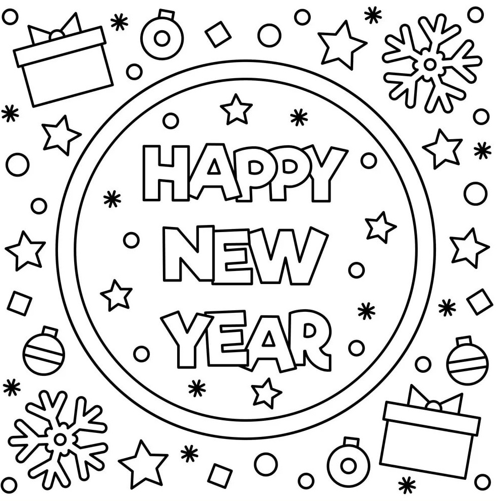 Printable happy new year coloring pages