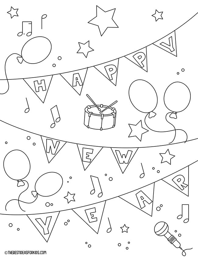 New years coloring pages free printables