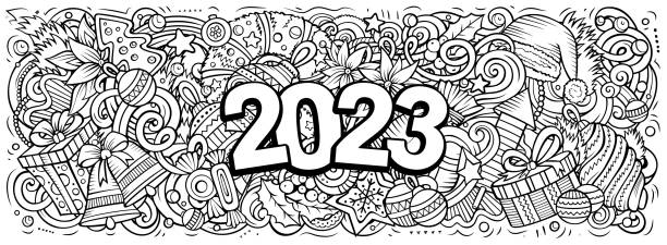 Coloring pages new years stock illustrations royalty