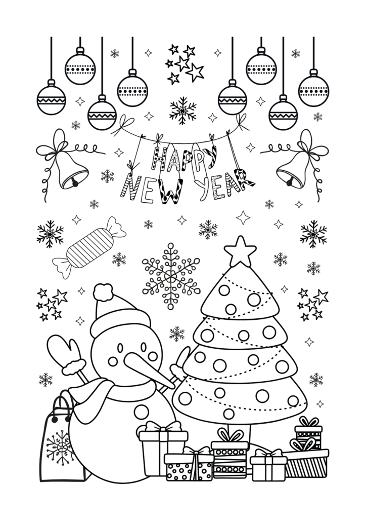 Happy new year coloring pages drawing pages