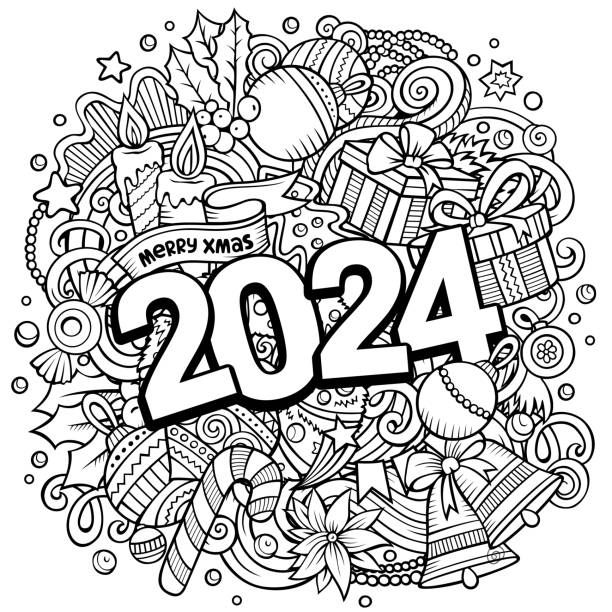 New years coloring pages bildbanksillustrationer royaltyfri vektorgrafik och clip art