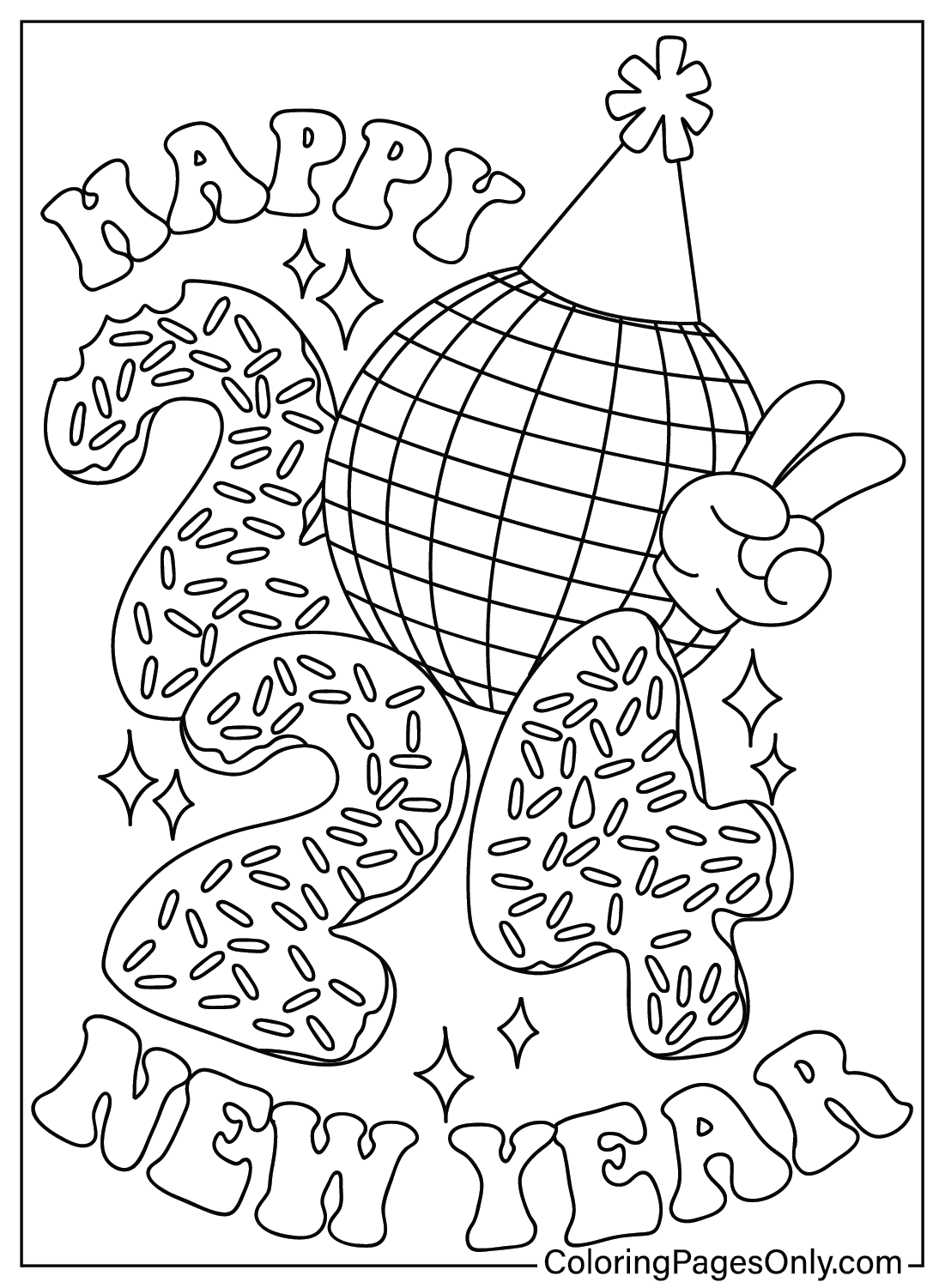 Happy new year coloring pages