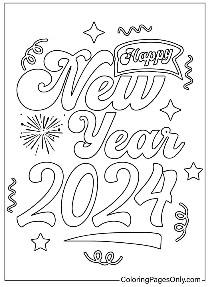 Happy new year coloring pages