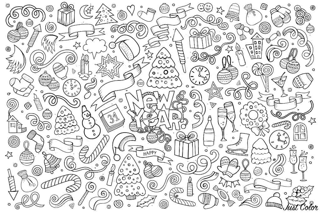 Free new years coloring pages