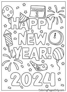 Happy new year coloring pages coloring pages happy new year free printable coloring pages