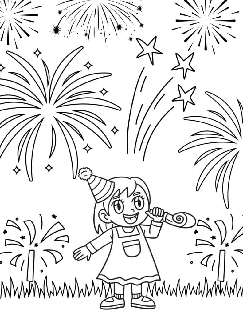 Free new year coloring pages for