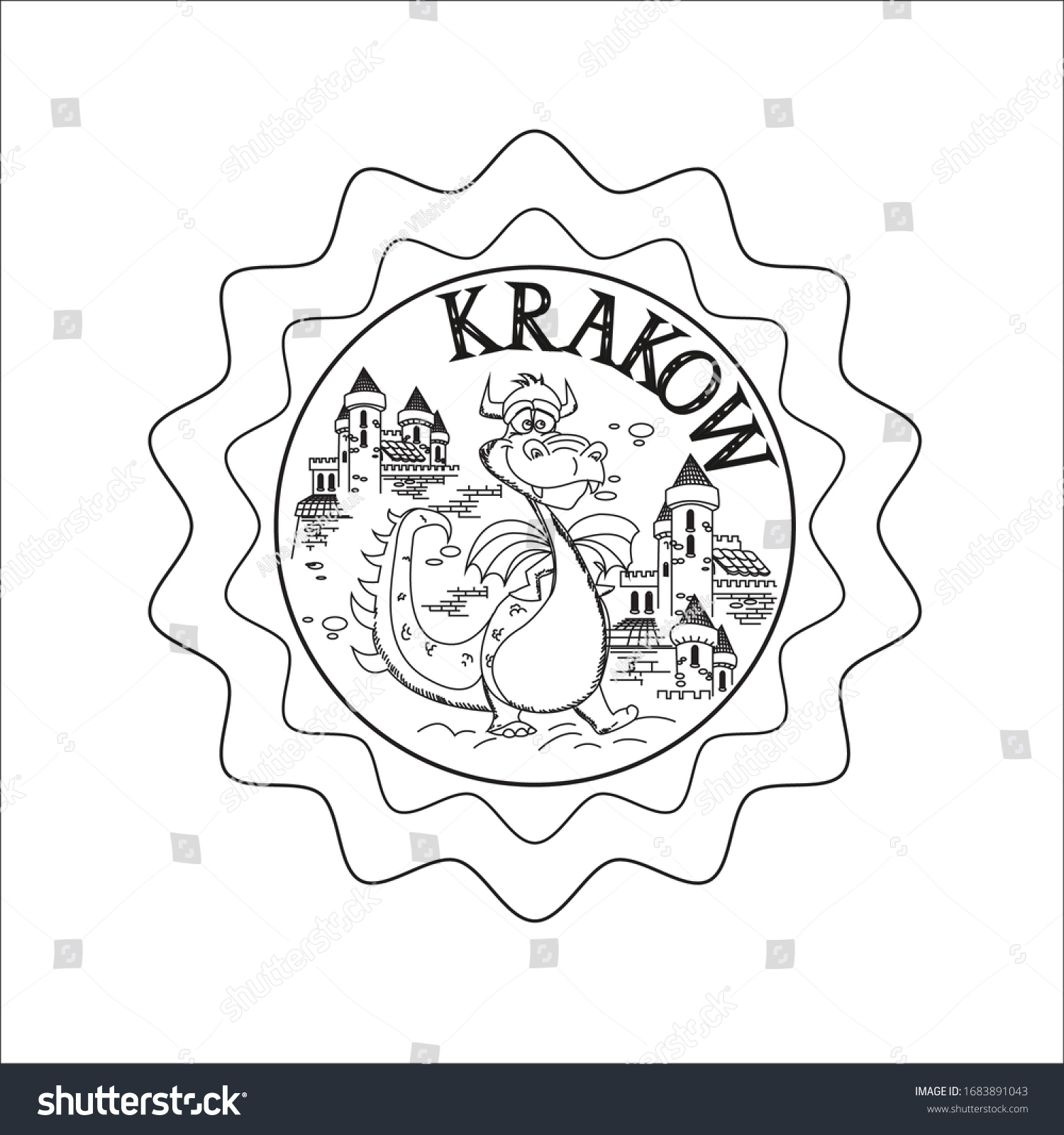 Vector graphics city krakow poland souvenir stock vector royalty free