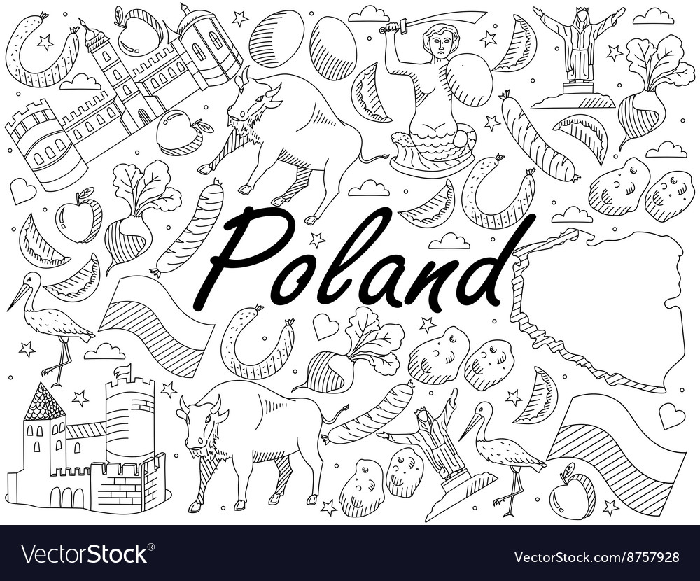 Poland coloring book royalty free vector image