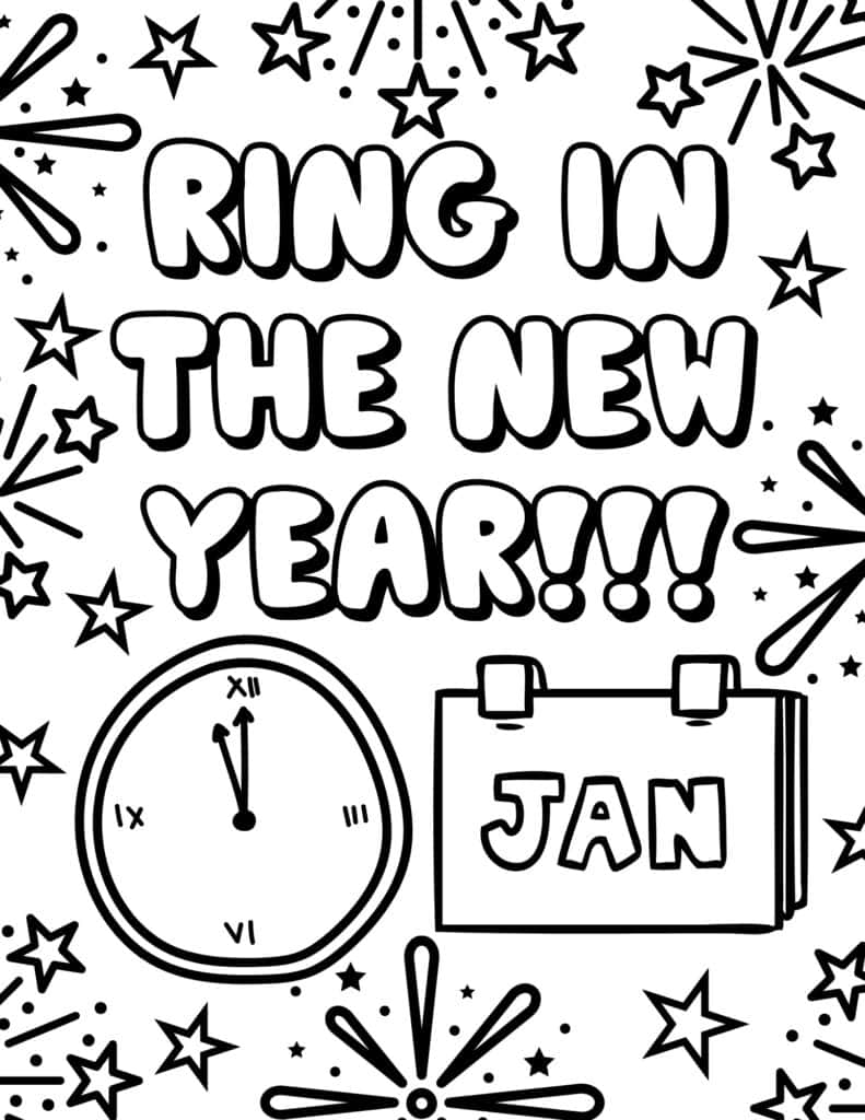 Free new year coloring pages for