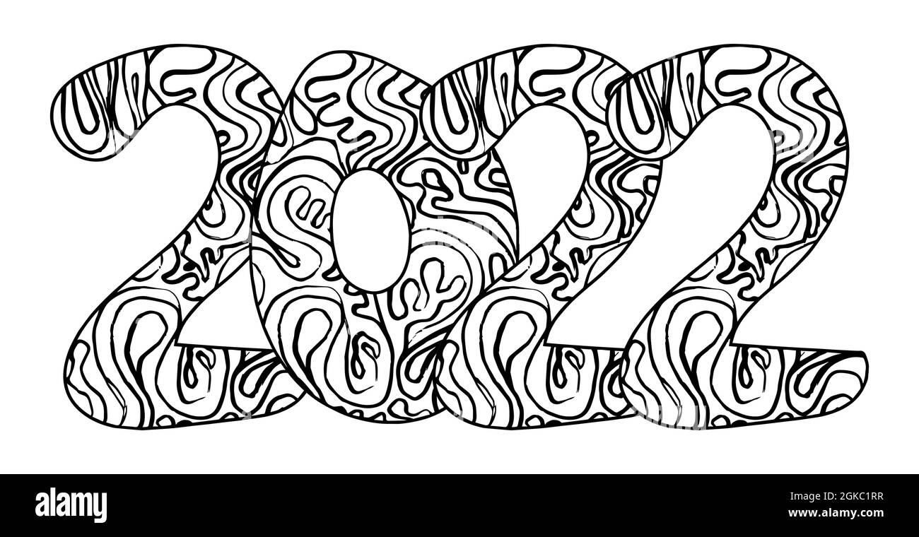 New year zentangle doodle date ornate holiday symbol simple flat vector illustration for prints design and coloring pages stock vector image art