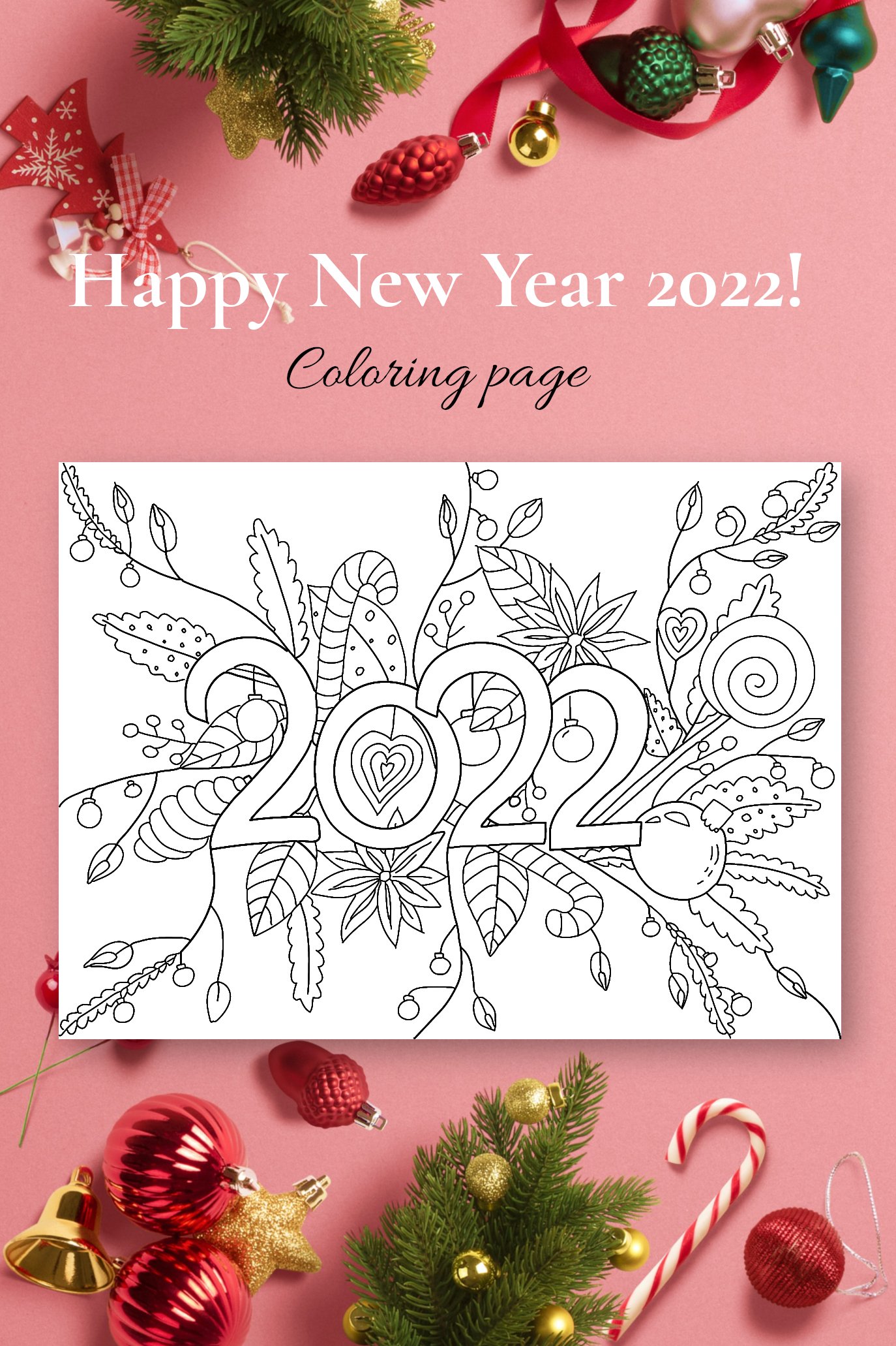 Happy new year coloring page svg png eps