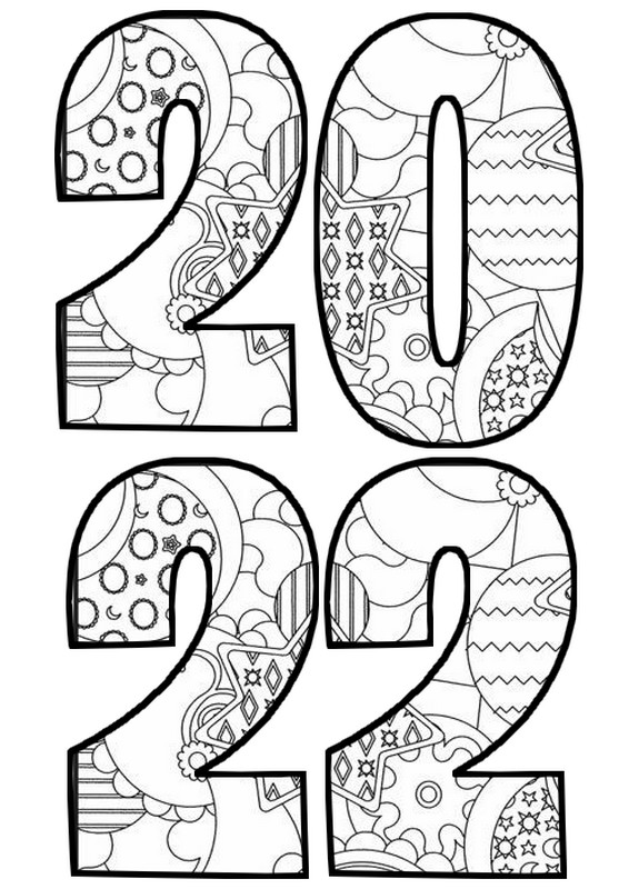 Art therapy coloring page new year happy new year