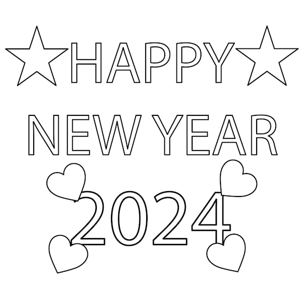 Premium vector happy new year coloring pages