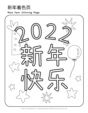 Happy new year coloring page