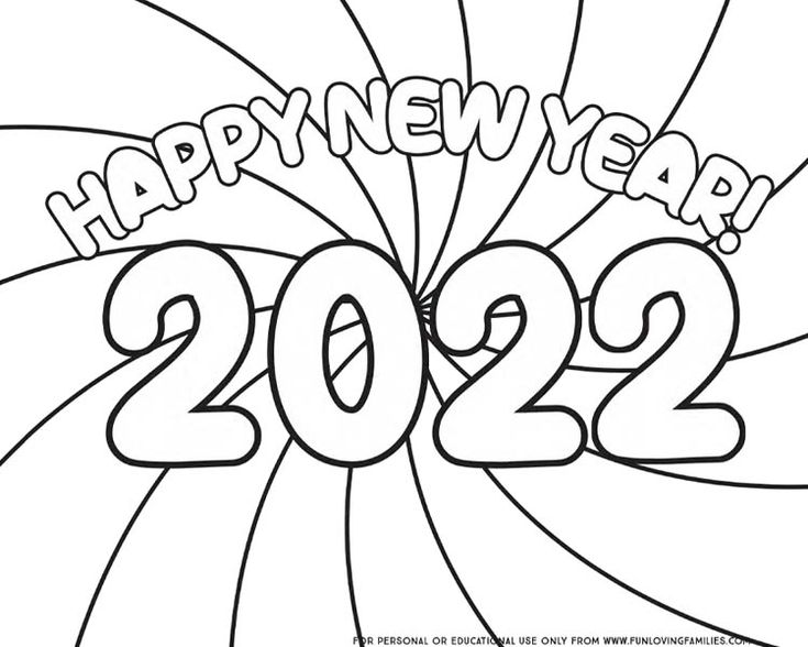 Happy new year coloring pages for