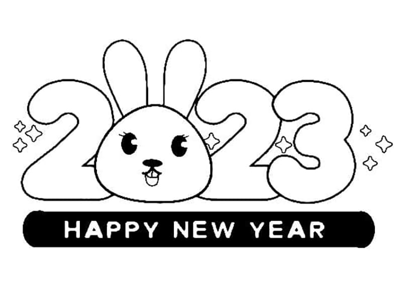 Happy new year coloring page