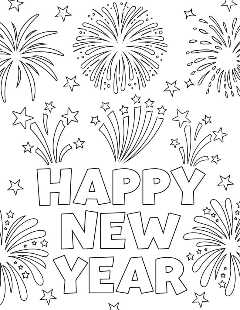 Free new year coloring pages for