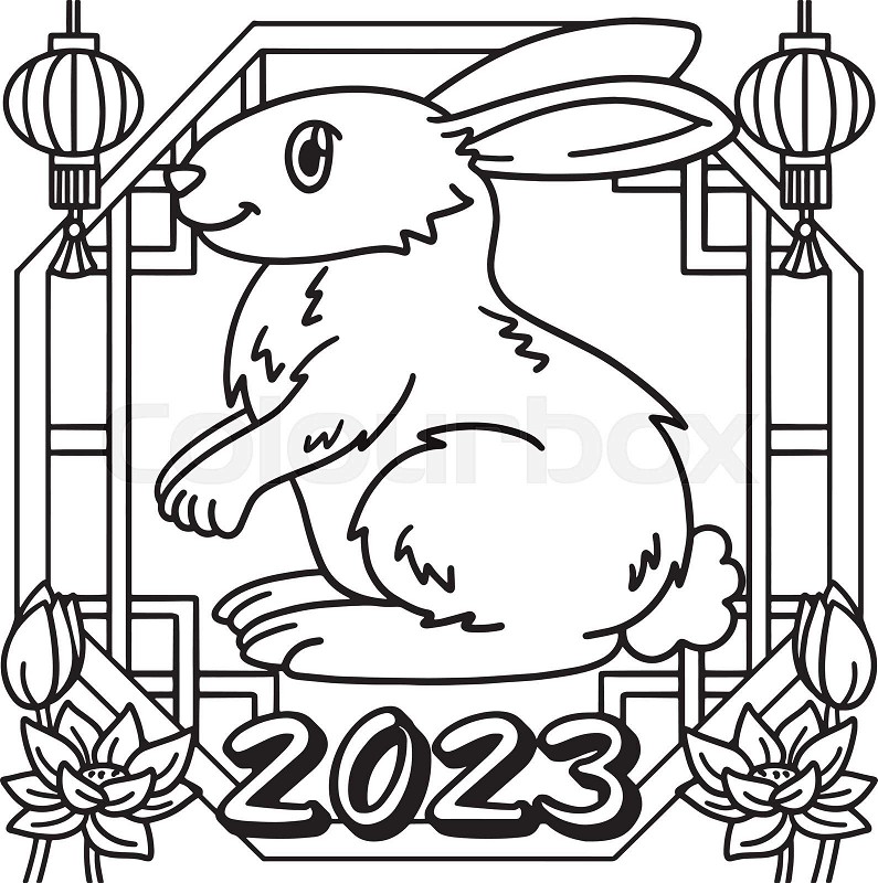 Year of the rabbit coloring page for kids stock vector