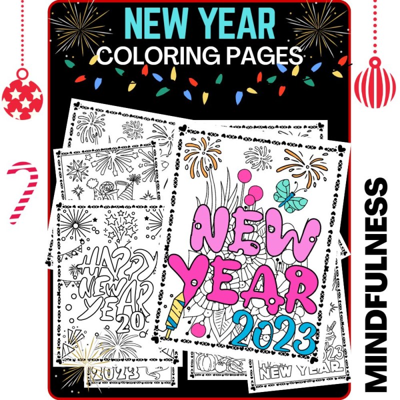 New year coloring pages no prep