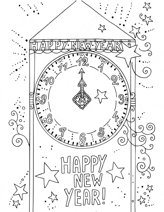 Free new years coloring pages