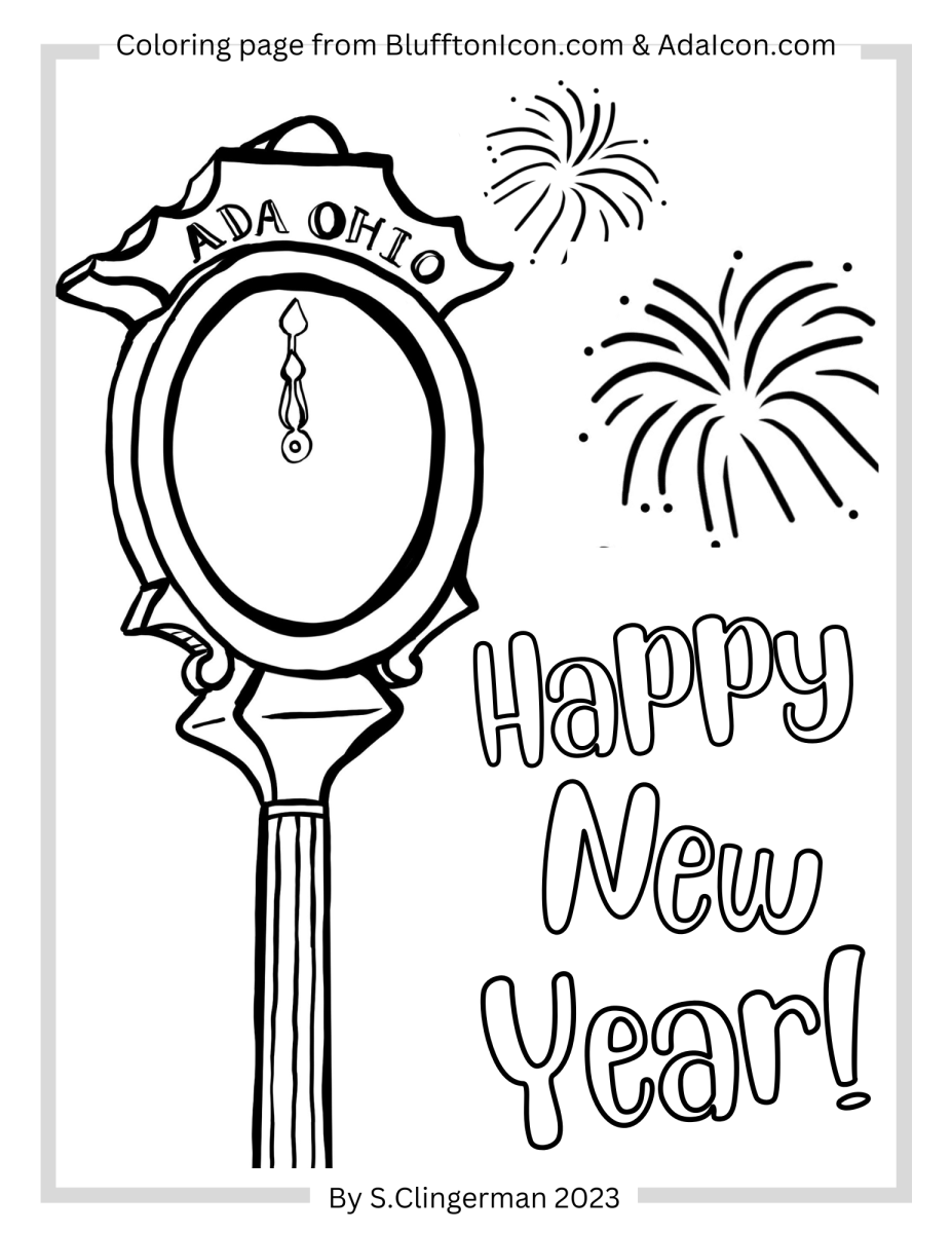 Coloring page happy new year ada icon