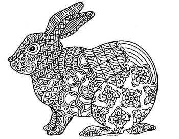 Rabbit zentangle coloring page chinese lunar new year by pamela kennedy