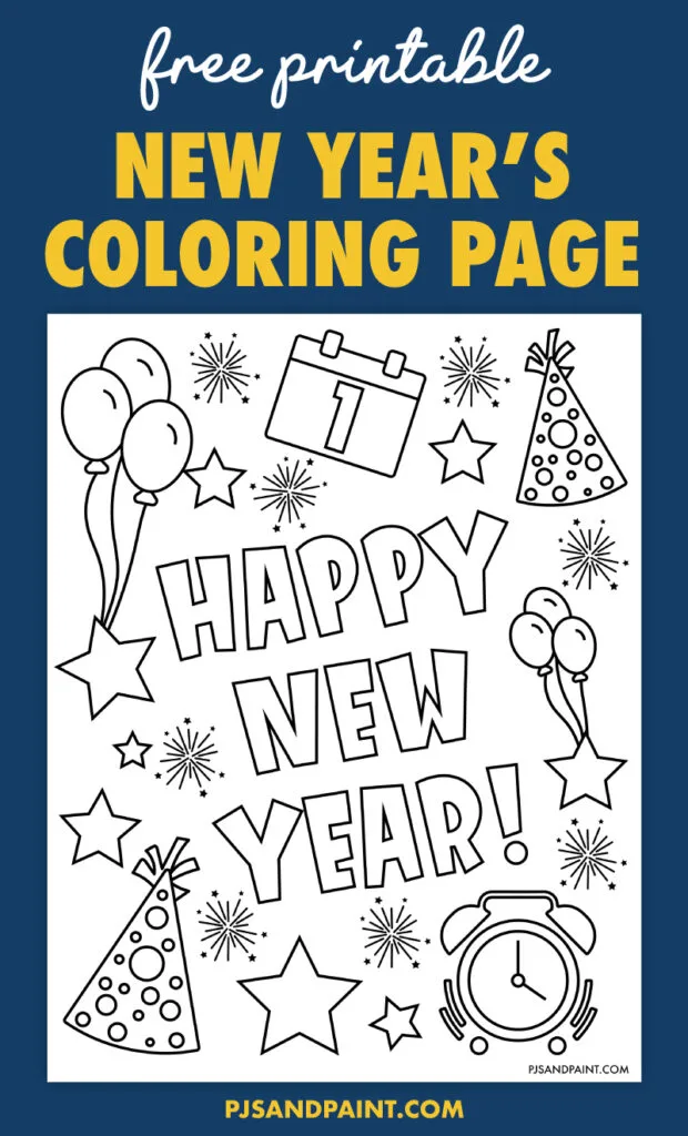 Free printable new years coloring page