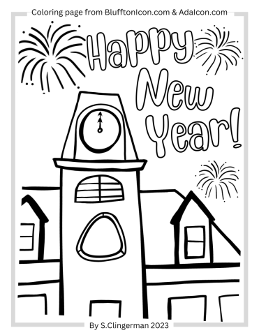 Coloring page happy new year bluffton icon