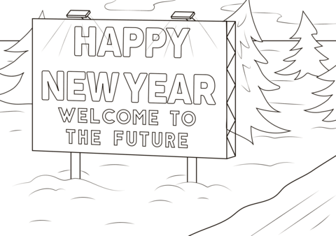 Happy new year wele sign coloring page free printable coloring pages