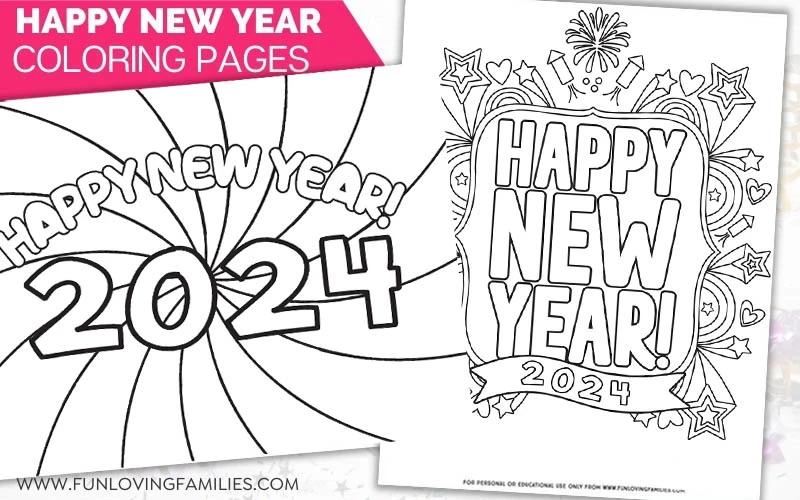 Happy new year coloring pages for