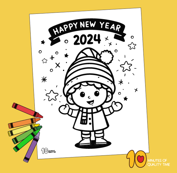 Happy new year coloring page â minutes of quality time