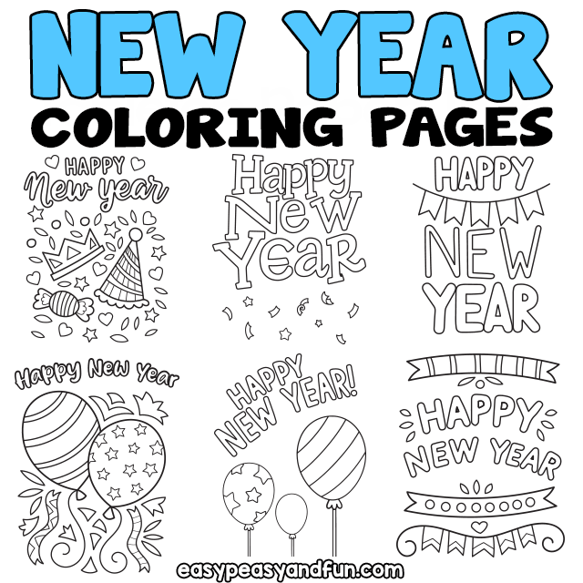 Happy new year coloring pages