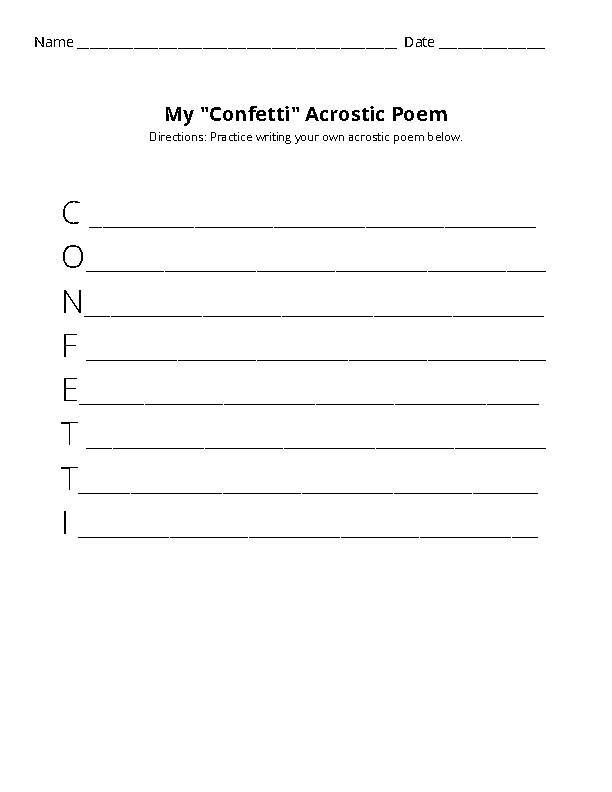 Acrostic poem packet