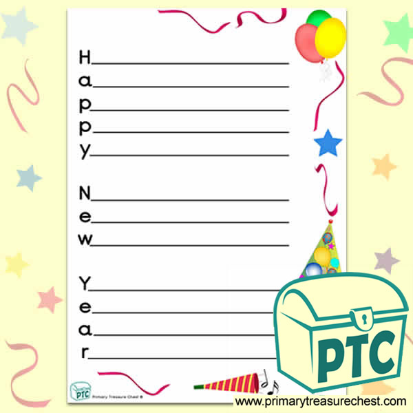 Happy new year acrostic poem sheet