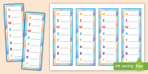 New start acrostic poem bookmarks teacher made