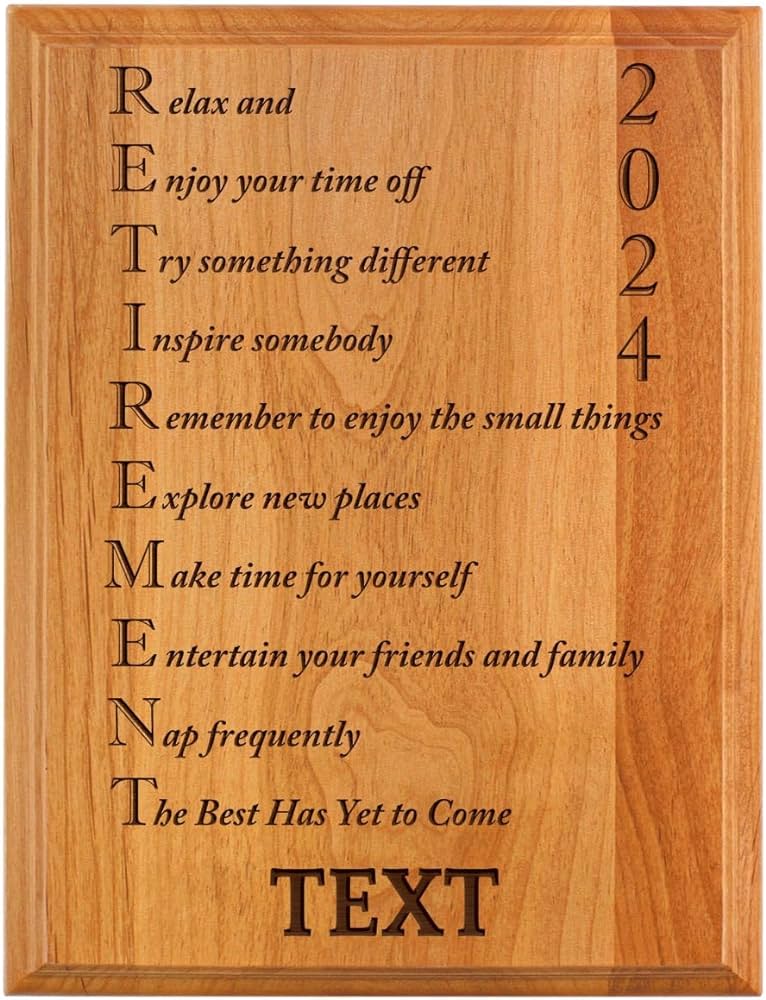 Personalized retirement plaque custom name acrostic poem retirement gifts women men retirement party x oak wood custom engraved plaque wood home kitchen