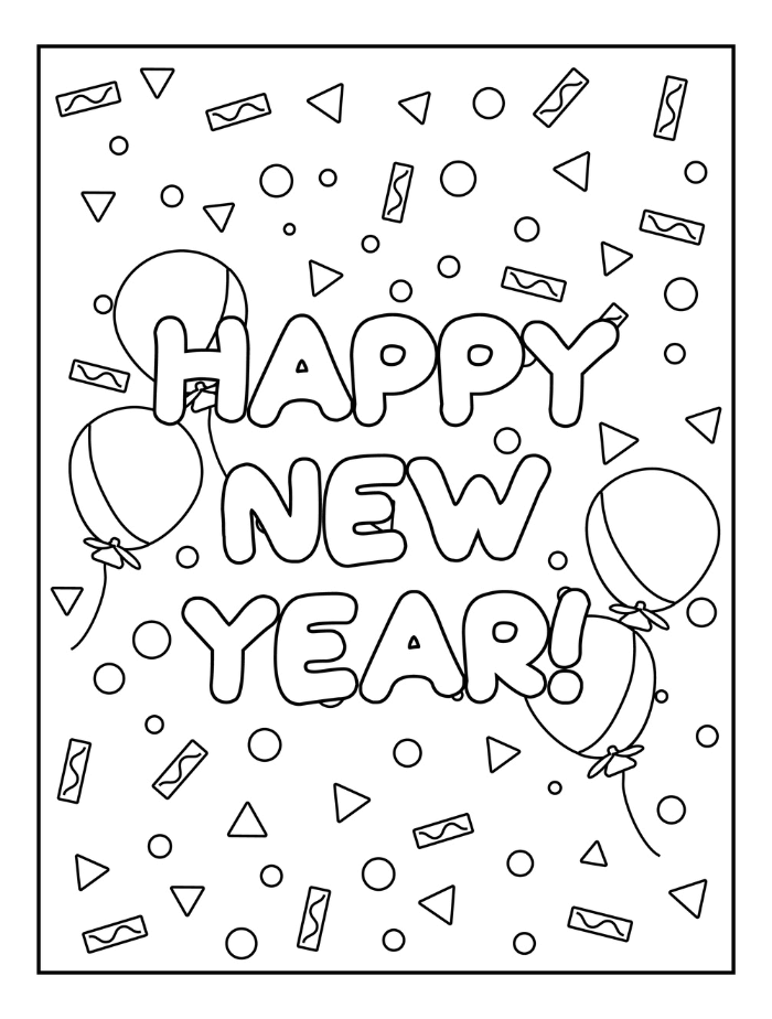 Happy new years coloring pages hue therapy