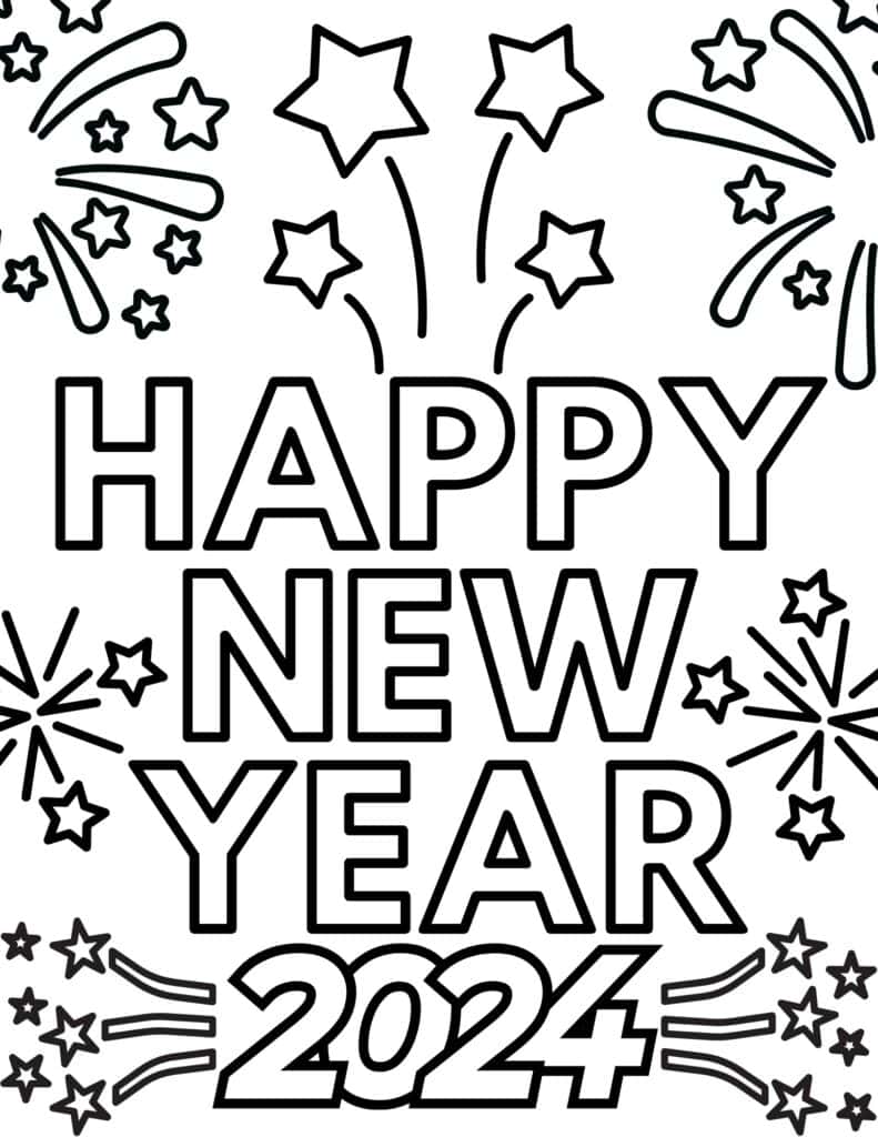 Free new year coloring pages for