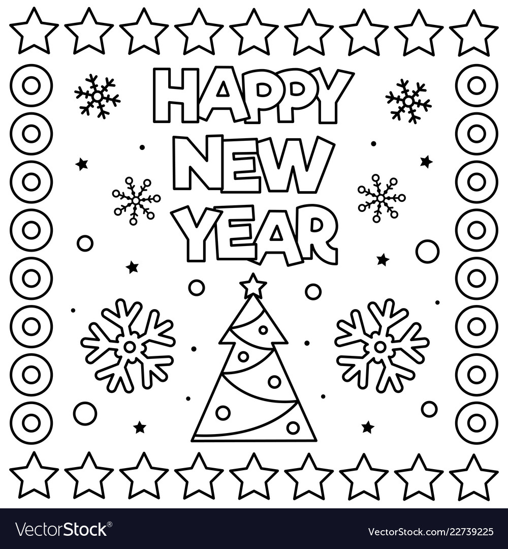 Happy new year coloring page royalty free vector image