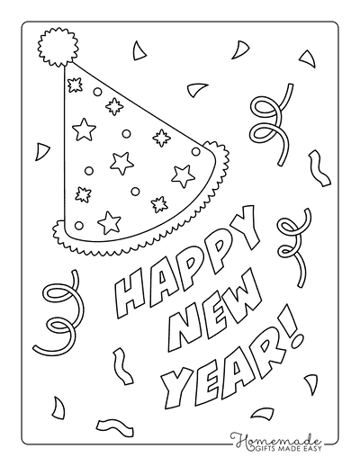 Free printable new year coloring pages for