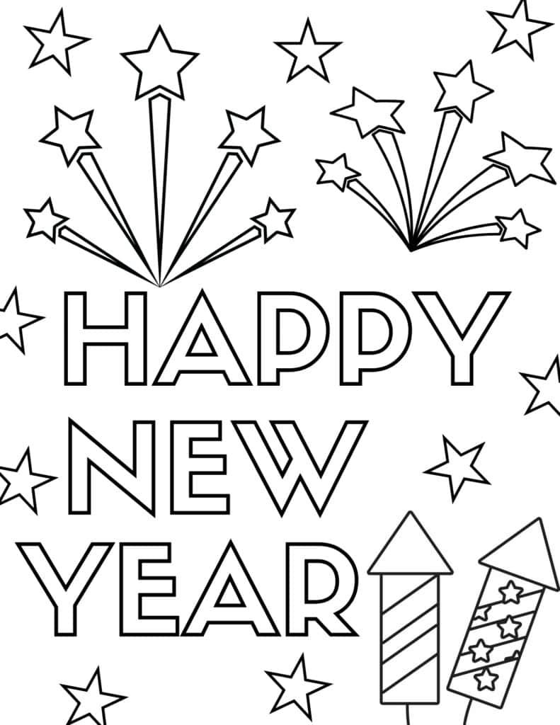 Free new year coloring pages for