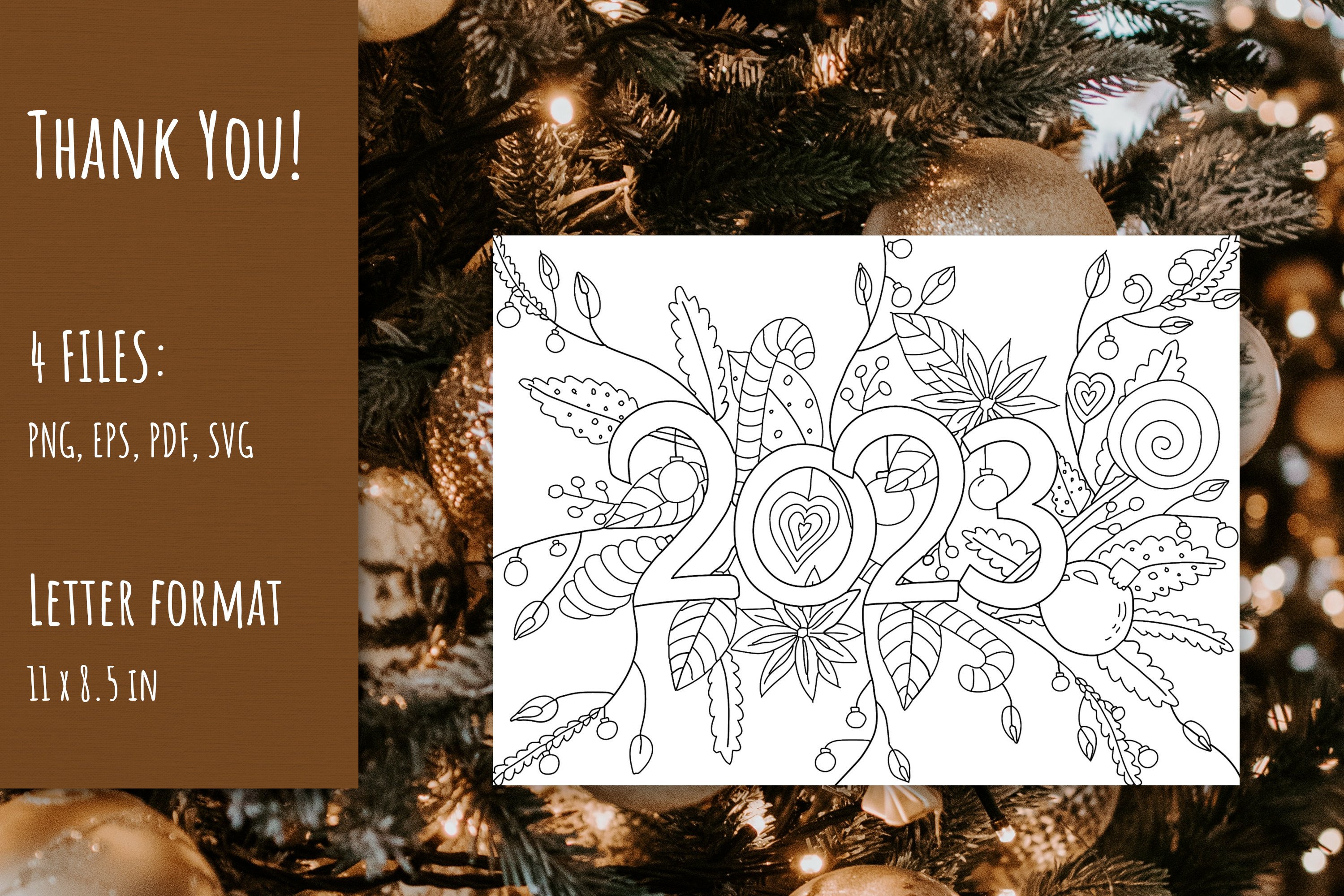 Happy new year coloring page svg png eps