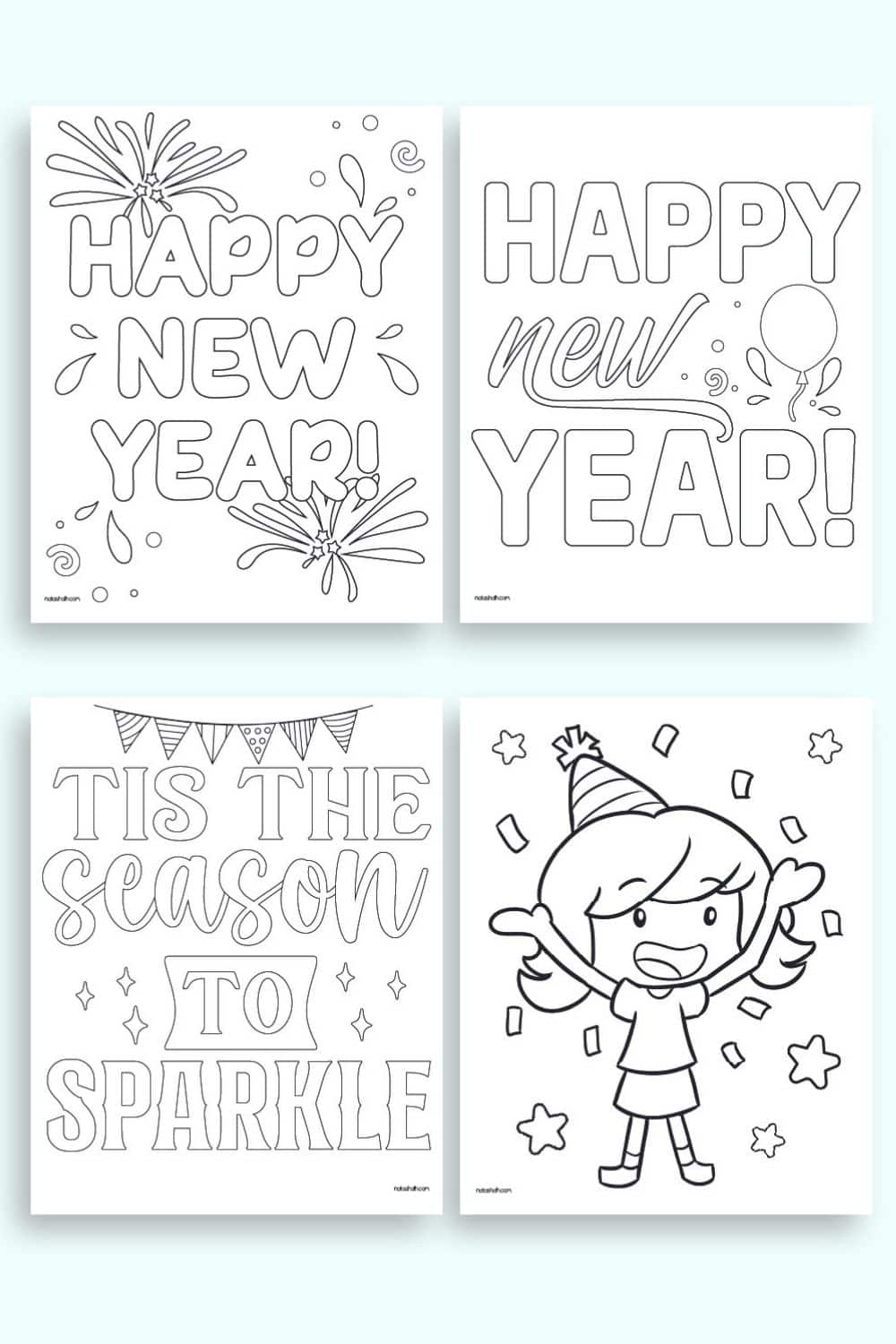 Free printable happy new year coloring pages